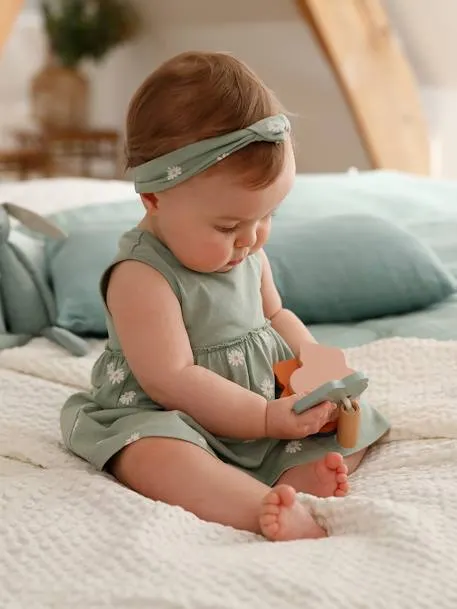 Robe bébé naissance et bandeau assorti - tilleul imprimé