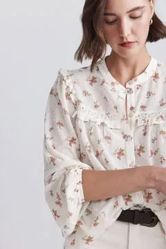 Blusa estampada volantes lace