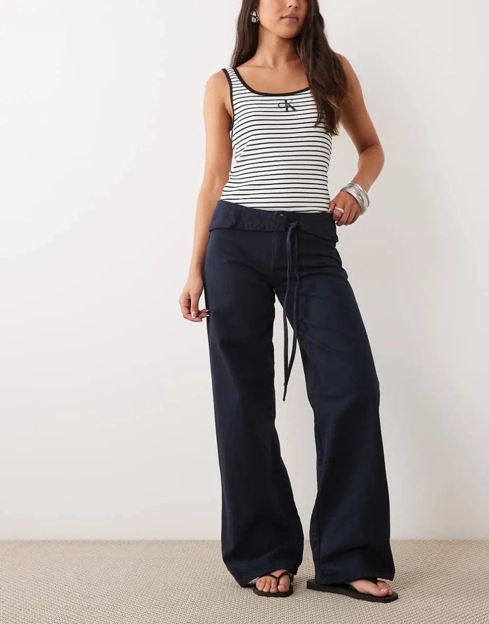Mango Teen tie waist straight jean in indigo