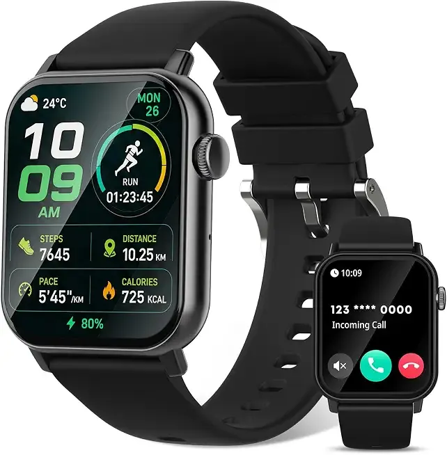 Smart Watch for Men, 120+ Sports Modes Smartwatch with 1.83" HD Touchsreen, Sleep Monitor, IP67 Waterproof, Bluetooth Call & Music Control Fitness Watch for iPhone/Android (Black)