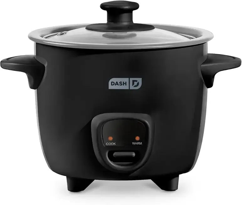 Dash Mini Rice Cooker | Small Rice Maker, 2 Cups Cooked / 1 Cup Uncooked, Ceramic Nonstick Removable Pot, Keep Warm Function, Compact and Portable for Dorm, Travel, Single Serve, Black