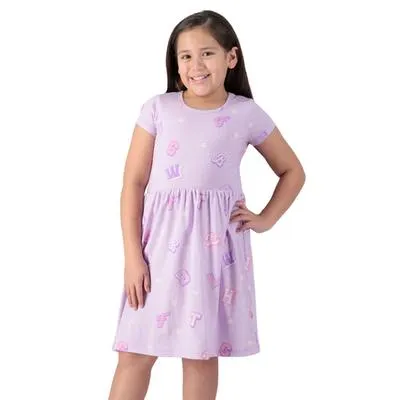 Vestido Fantastic Niña Fullprint Letras Ajuste En Cintura