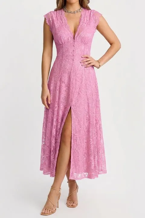 Shapewear Boho Floral Lace V Neck Resort Maxi Dress