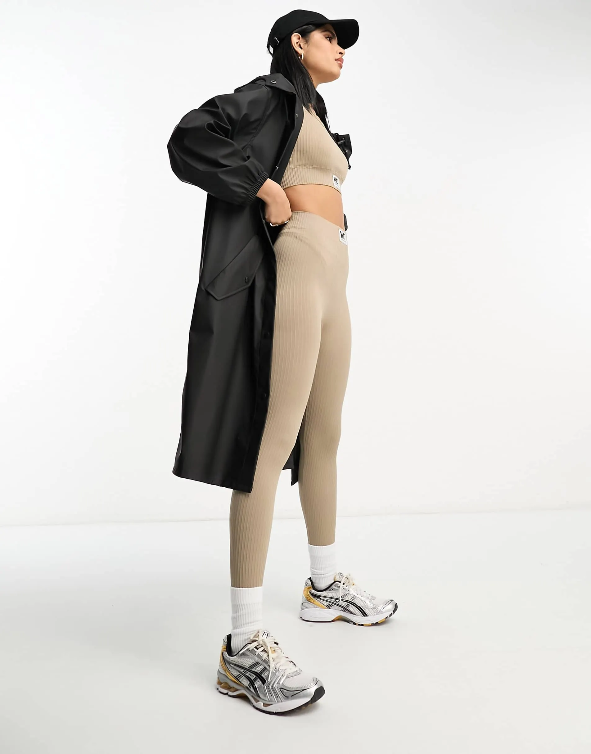 ASOS DESIGN rubberised rain parka coat in black