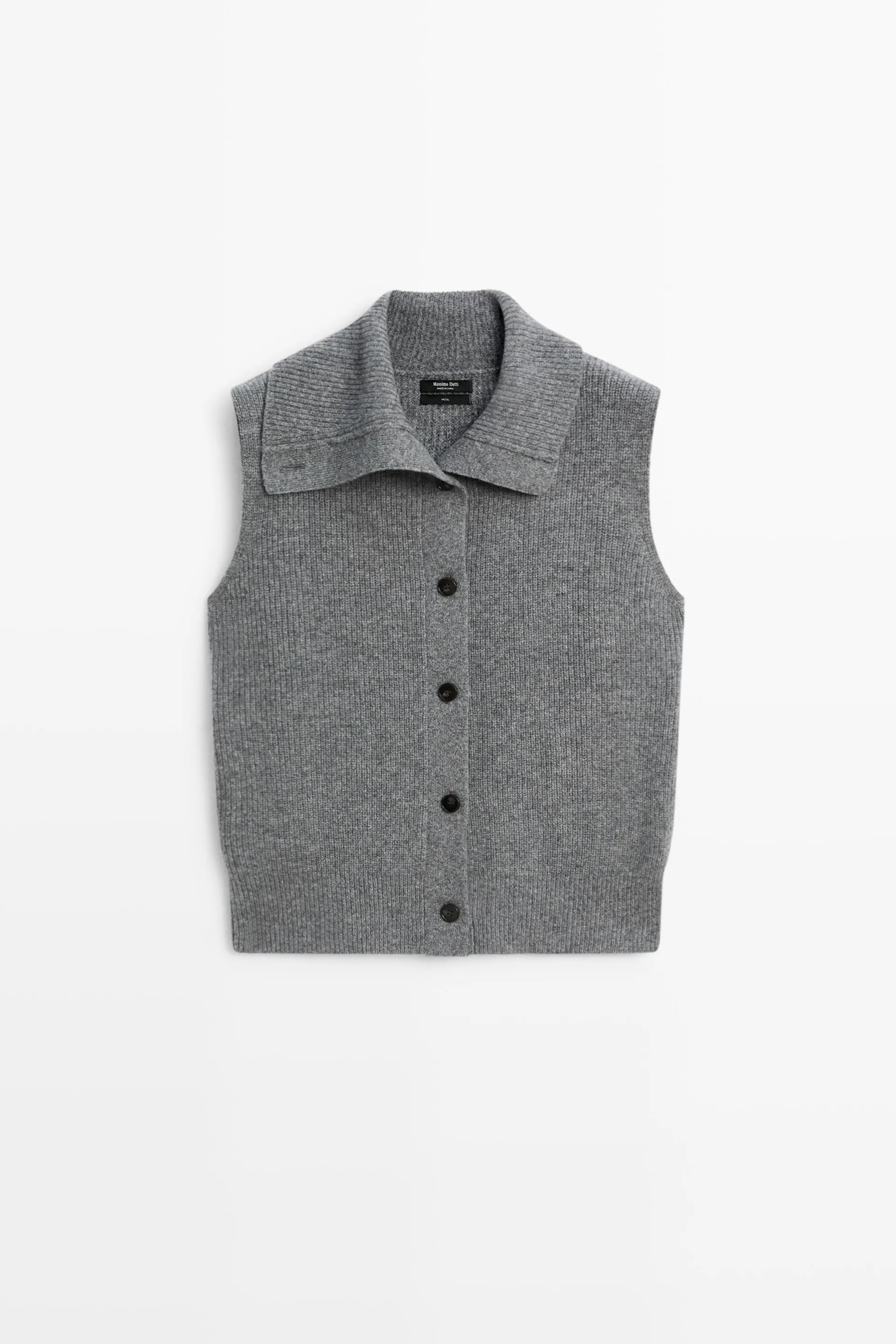 100% wool funnel neck knit vest