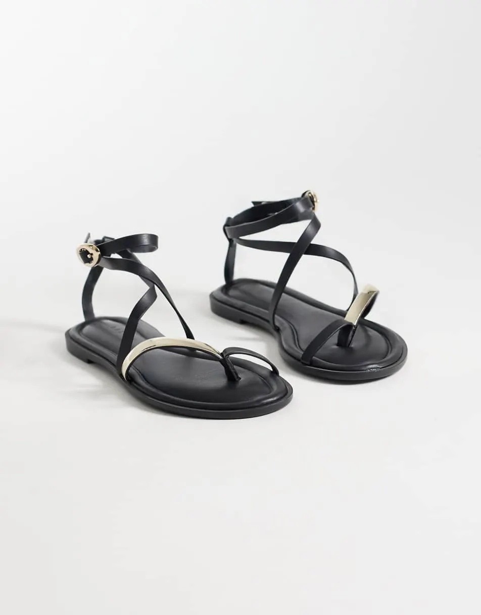 ASOS DESIGN Florence toe loop strappy sandal in black