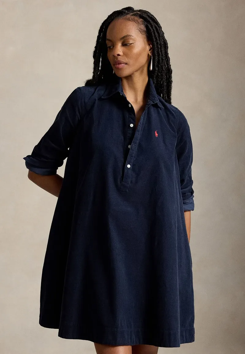CORDUROY SHIRTDRESS - Skjortekjole - navy