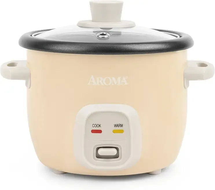 AROMA® Mini Rice Cooker, 2-Cup (Uncooked) / 4-Cup (Cooked), Grain Cooker, Soup Maker, Oatmeal Cooker, Auto Keep Warm, 1 Qt, Milk Tea color