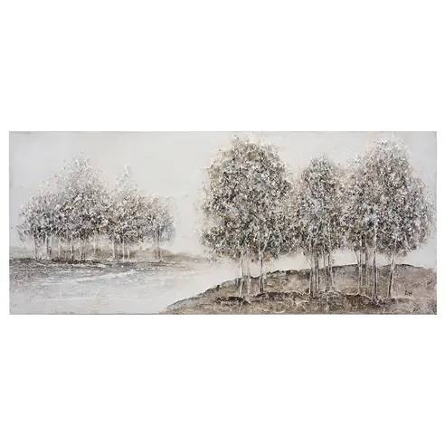 Ölgemälde BAUMZEICHNUNG - grau - 140x60 cm