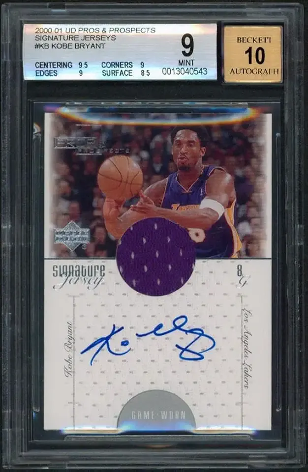 Kobe Bryant Signed 2000 UD P&P Signature Jersey #KB Card Card 9 Auto 10 BAS Slab - Basketball Autographed Cards