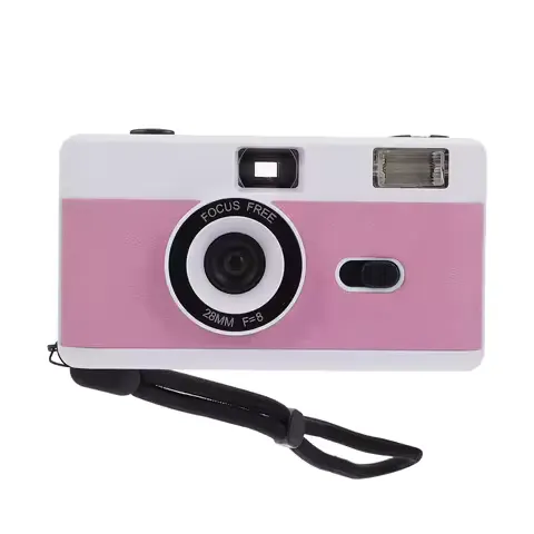 1Pcs Film Camera Reusable ABS Vintage Build-in Flash Simple Design Compatible with 35Mm Color Black White Film Retro Essentials