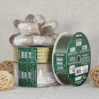 Kirkland Signature Wire-Edge Holiday Ribbon, 50 yards