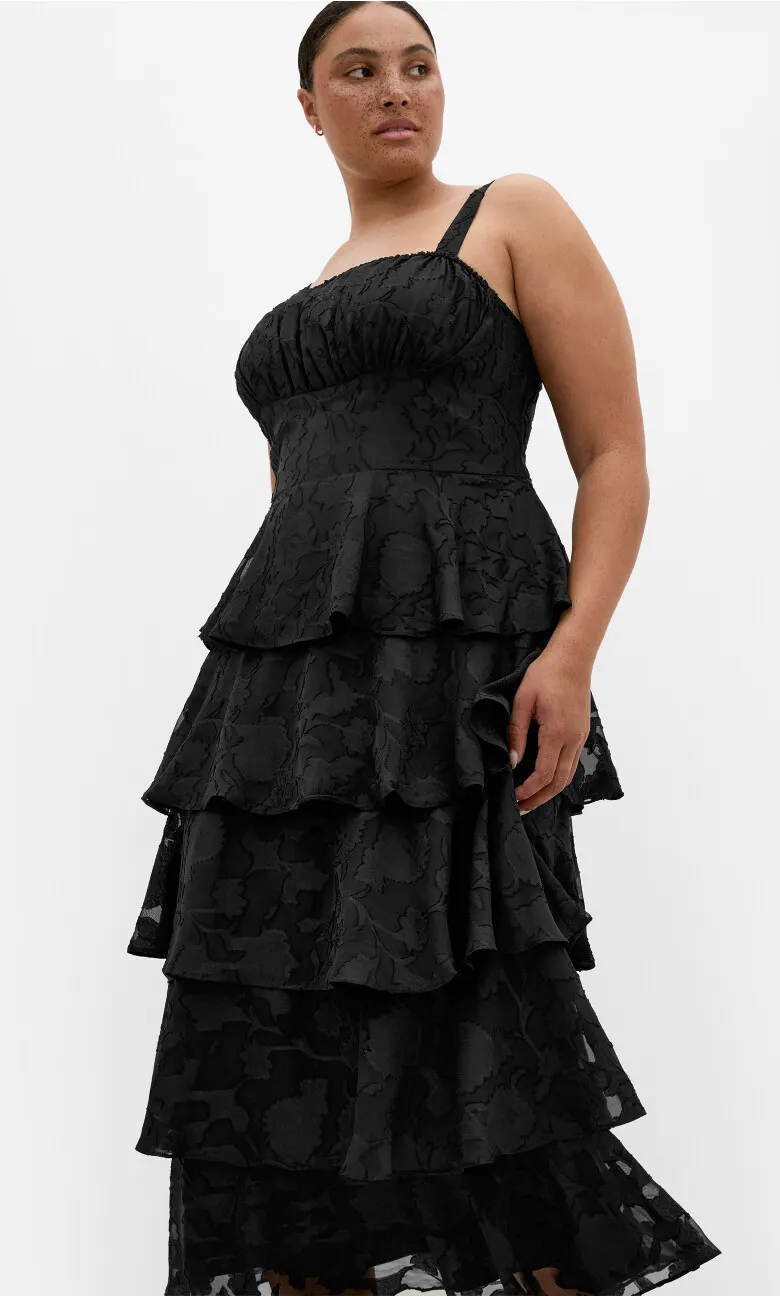 Daniela Ruffle Tier Dress - black