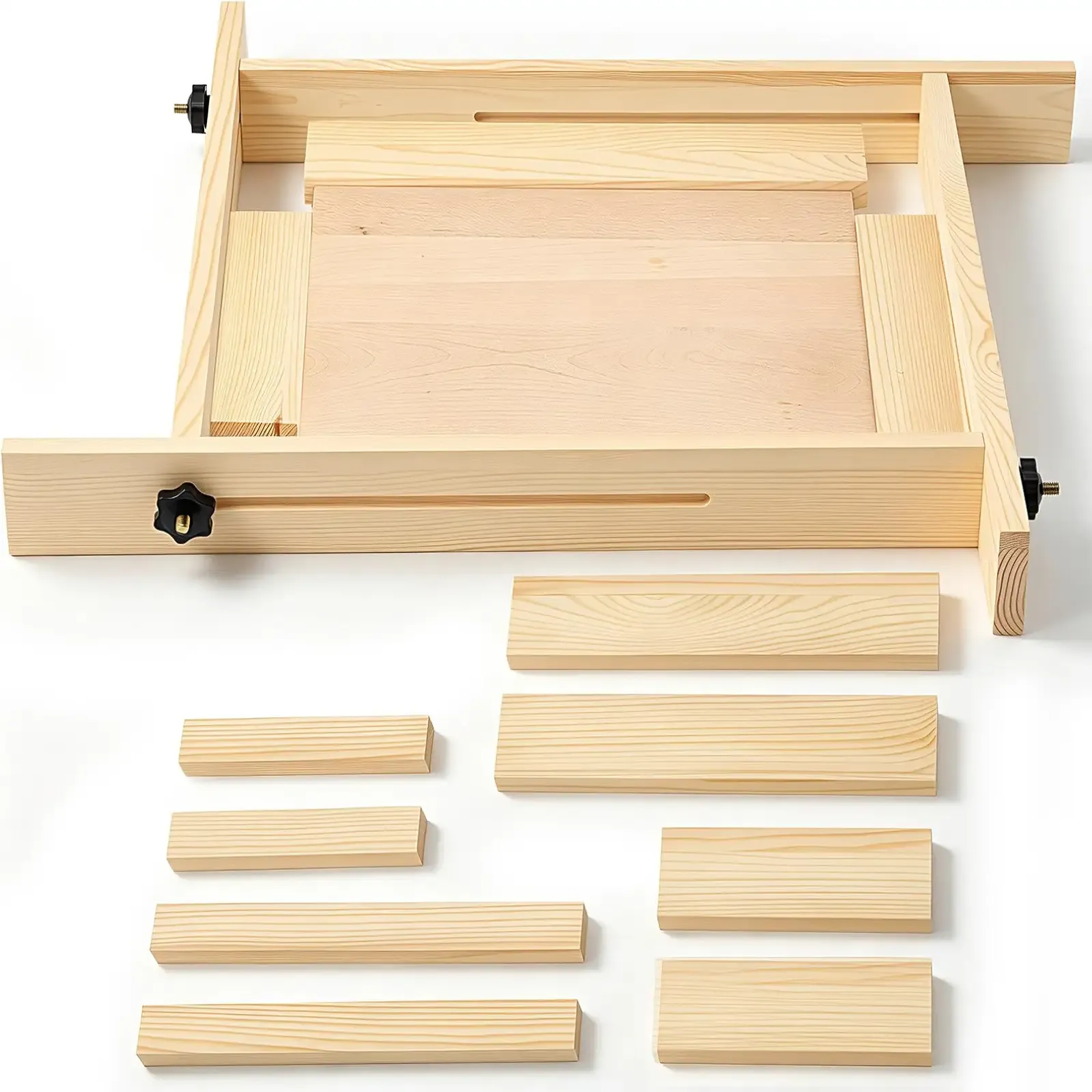 CroBlissful Adjustable Juice Groove Router Jig for 18"x18" Cutting Boards | with 8 Spacers, Wood Adjustable Router Jig, Ranging from 18 x 18" to 6 x 6" for Small Cutting Board & Serving Board