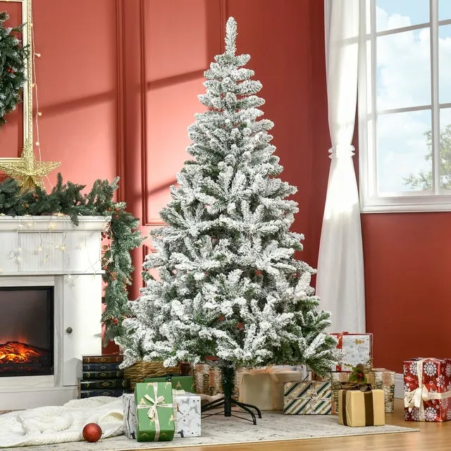 Árbol de navidad nevado con 750 ramas HOMCOM 105x105x180 cm verde