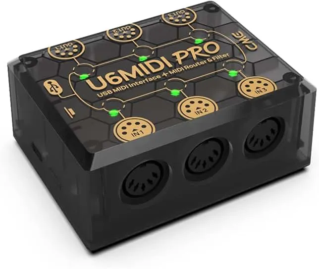CME U6MIDI Pro - MIDI Interface with Router, Mapper, and Filter - Plug-and-play USB MIDI for computers - Standalone 3-in-3-out MIDI for Merge, Split, Thru