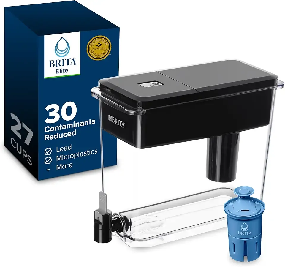 Brita Water Dispenser, UltraMax Elite Filter, Removes 99% of Lead, Includes 1 Filter, 27-Cup Capacity, Black