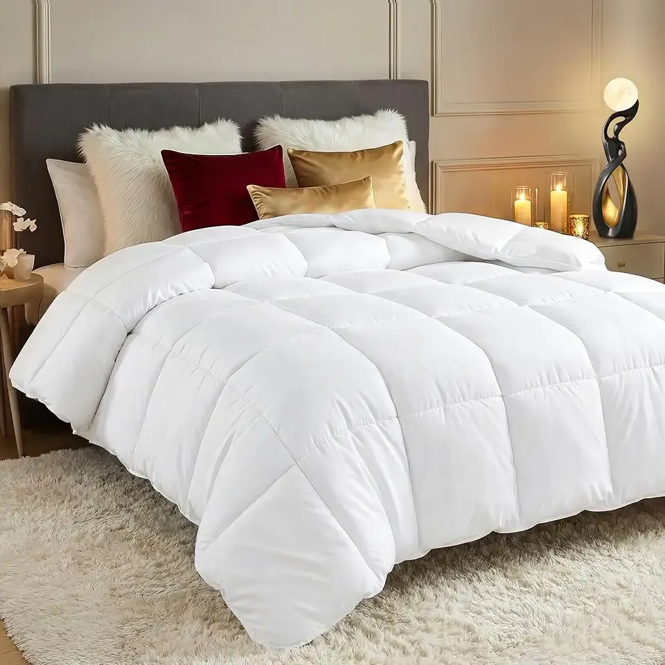 Utopia Bedding Comforters Queen Size, All Season Duvet Insert, Down Alternative Box Stitched Bed Comforter with Corner Tabs, Machine Washable (White)
