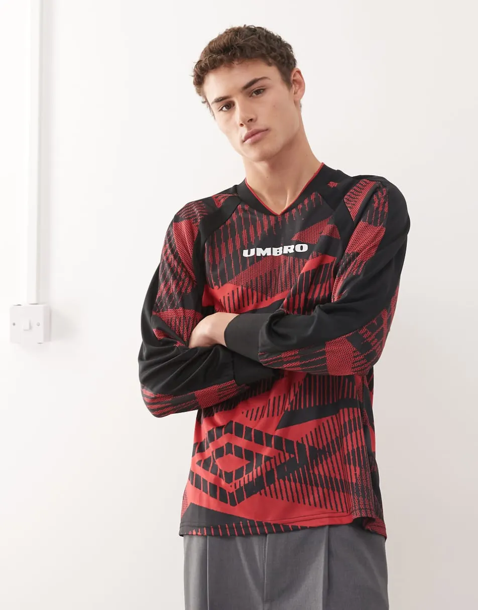 Umbro printed long sleeve jersey in red