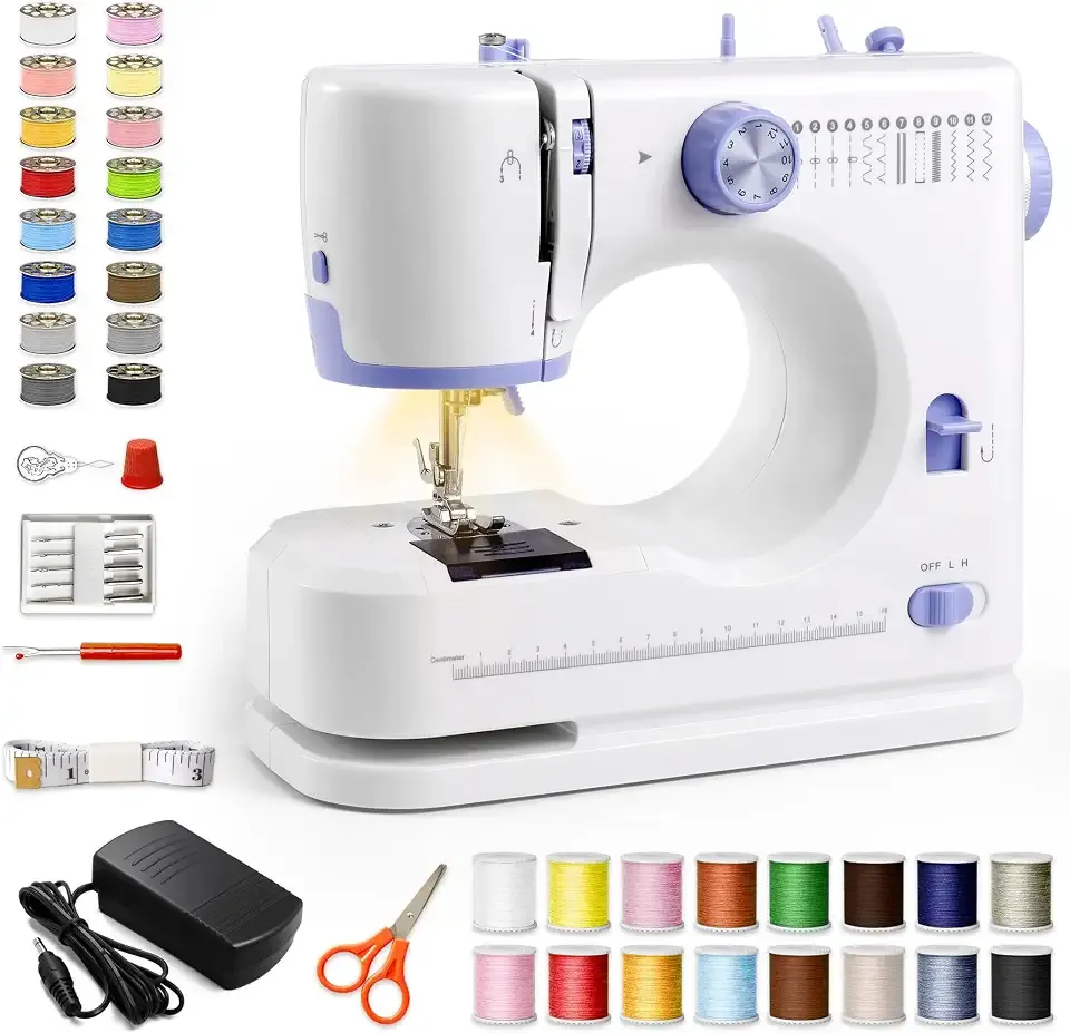 Mini Sewing Machine for Beginners, 12 Stitches, White