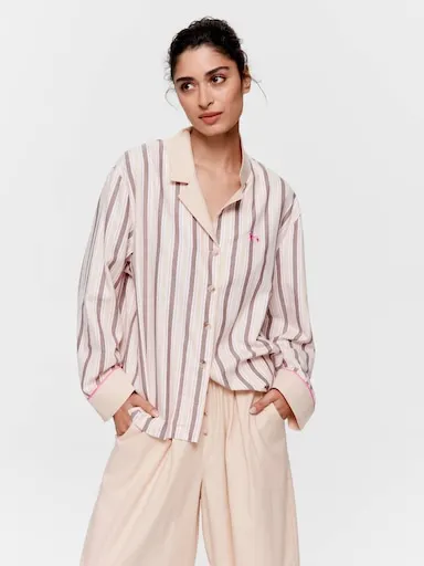 Caramel & Brown Stripe 100% Cotton Long Sleeve Shirt