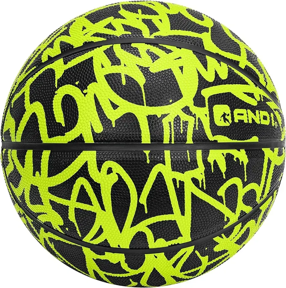 AND1 Fantom Graffiti Rubber Basketball Game Ready, 27.5 Inches, Size 5, Made for Indoor and Outdoor, Sold Deflated (Pump NOT Included), Volt