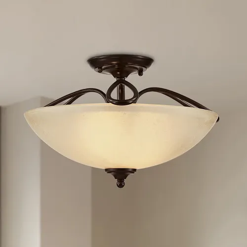 Patriot Lighting® Emily Aged Bronze 2-Light Semi-Flush Mount Ceiling Light