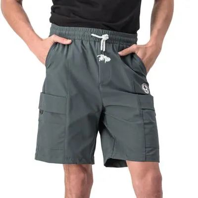 Bermuda Hummo Hombre Con Elástico Jareta En Contraste Y Bolsas Funcionales Gris