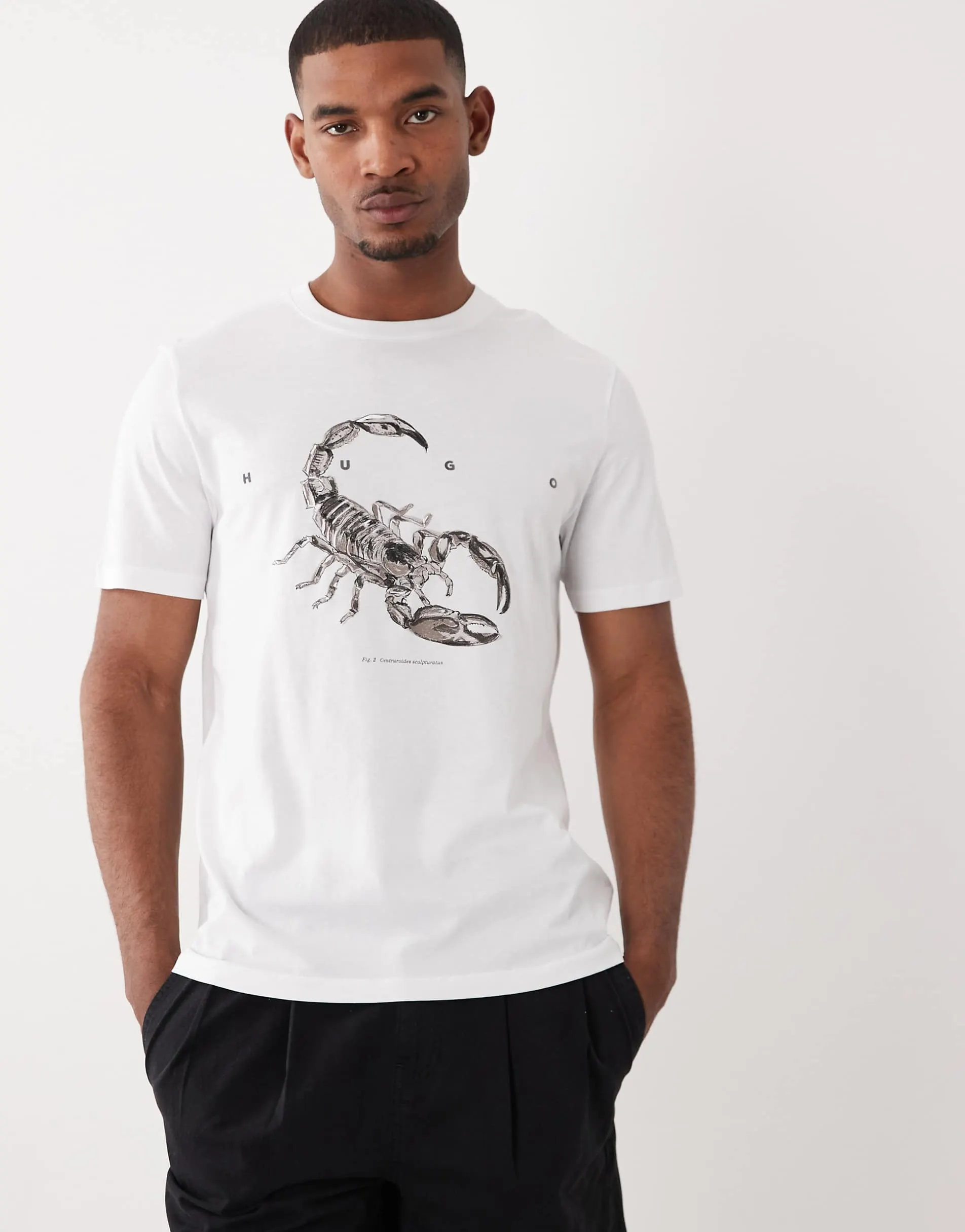 HUGO Red scorpion print t-shirt in white
