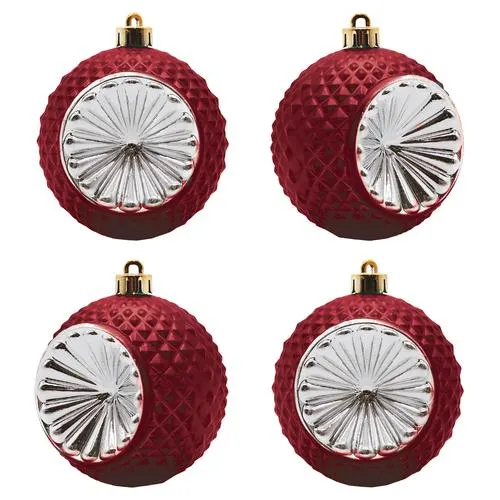 Enchanted Forest® 80mm Dark Red Concave Accent Shatterproof Ornaments - 4 Pack