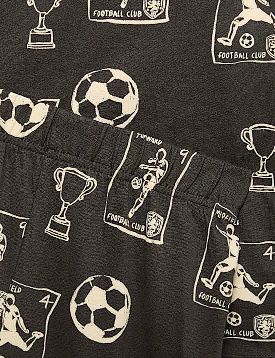 Baumwoll-Schlafanzugset mit Fußballmuster (1–16 Jahre)