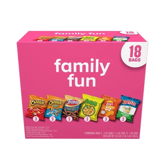 Frito Lay Family Fun Variety pack Snacks, 18 pack