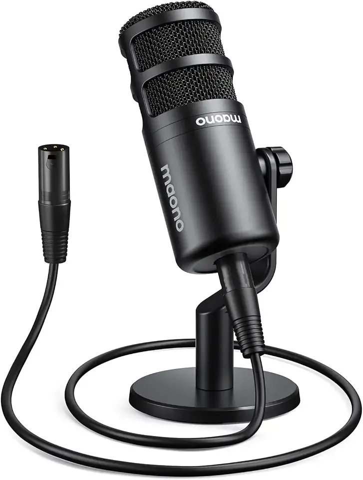 MAONO PD100 XLR Podcast Microphone, Cardioid Studio Dynamic Metal Desk Mic | Compatible with Audio Interface, Audio Mixer, Sound Card for Vocal Recording, Streaming, Voiceover, Music, Content Creation