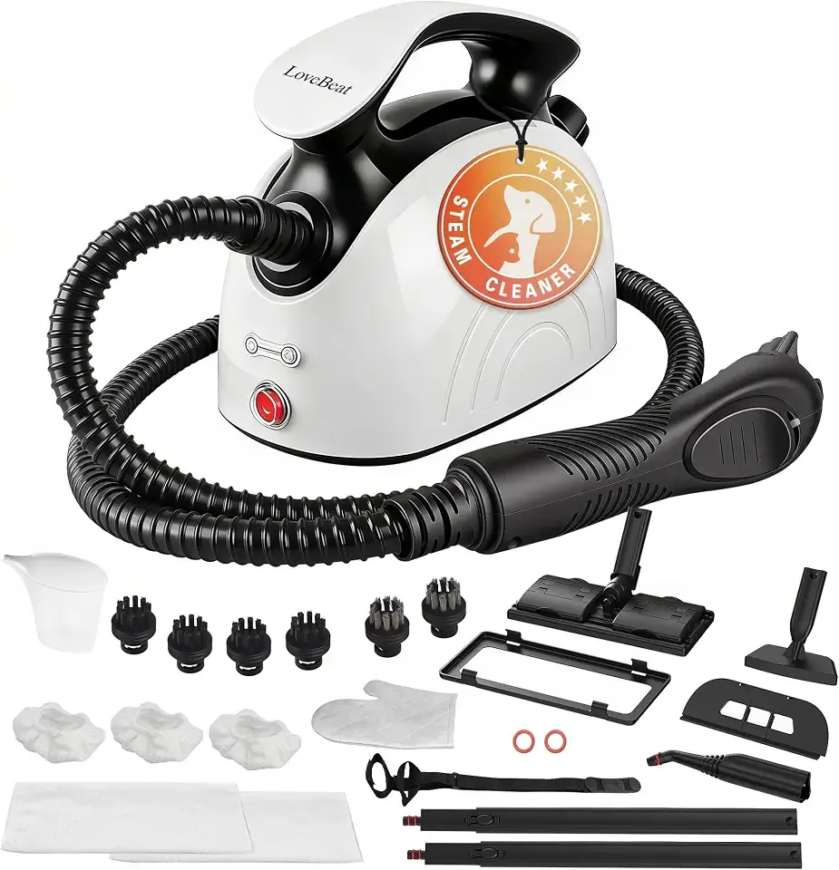 LoveBeat Steam Cleaner for Home Cleaning, 21-Piece Complete Accessory Kit, 4.5 Bar High Pressure, 248°F Fast Heating, Chemical-Free Multi-Purpose Handheld Steamer for Floors, Grease, Tile and Grout