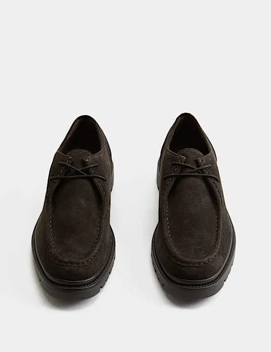 Wildlederschuhe mit grober Sohle im Apron-Design