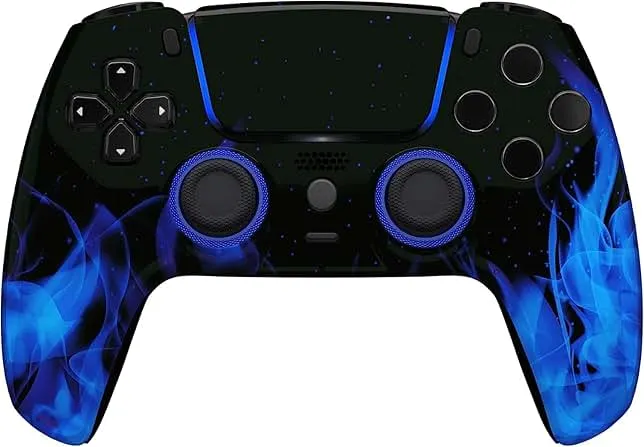 Custom Controllerzz Custom Wireless Controller Compatible with PS5 - Multiple Designs Available (PS5 Blue Flame)