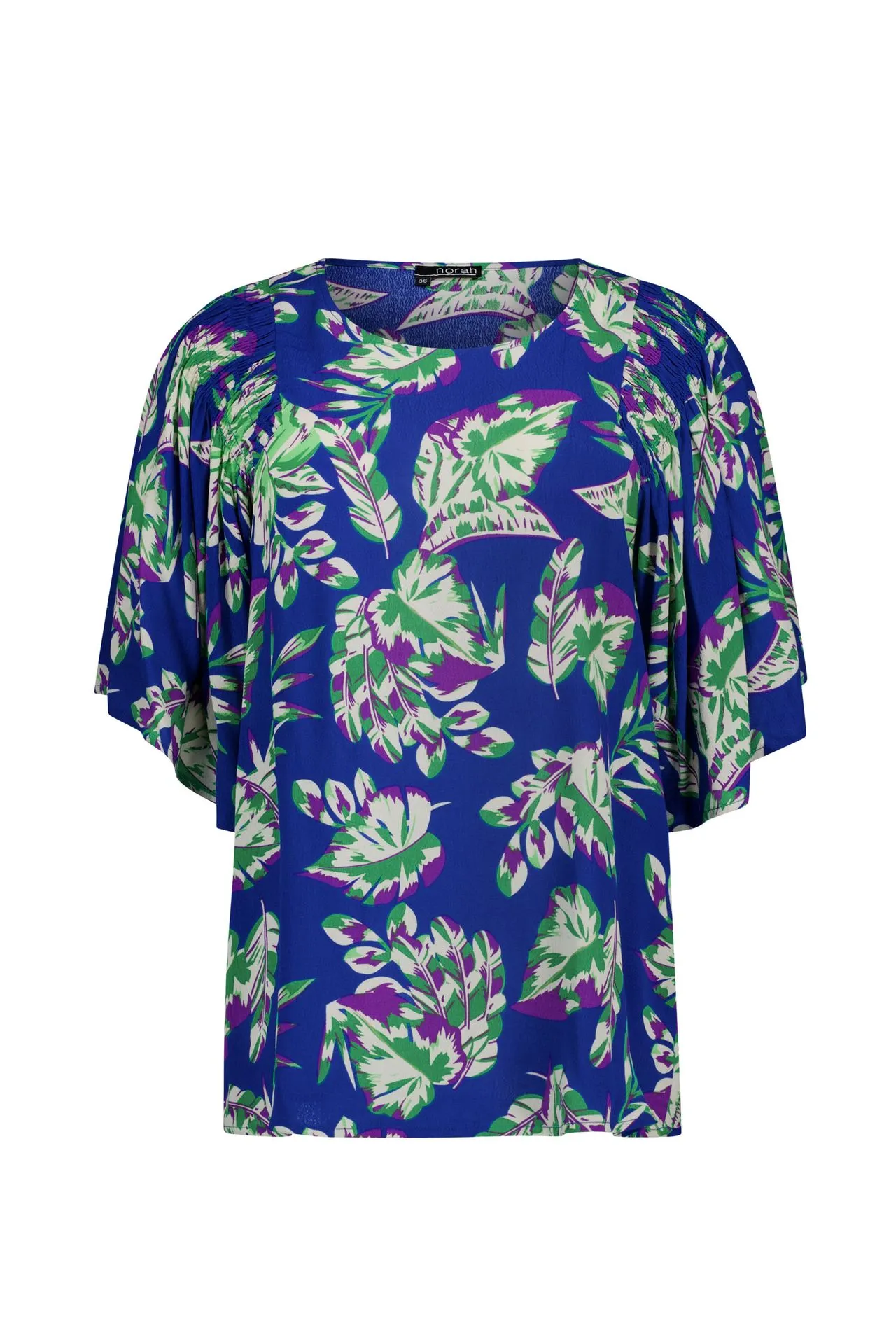 Blauwe top met botanische print