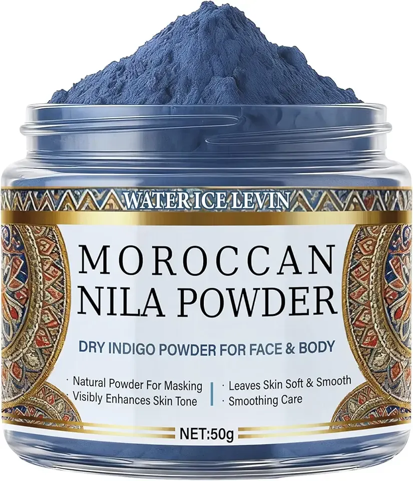 Water Ice Levin 2PCS Moroccan Nila Powder for Skin, Natural Blue Clay Mask for Face, Body, Exfoliates for Glowing, Even-Toned Skin, Radiant Skin, Deep Pore Cleansing & Gentle Skincare