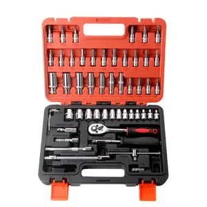 Set 53 utensili chiave a cricchetto e bussole 1/4 pollice, kit cacciavite riparazione con custodia