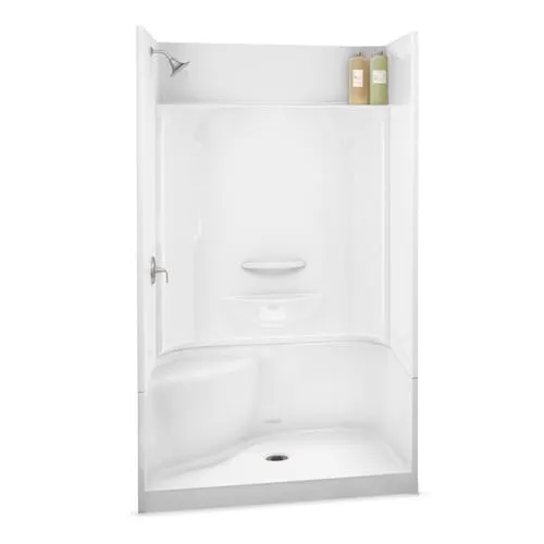 Essence 48L x 34W x 80H in. 2-in-1 Shower Kit - Shower Stall with Centre Drain Shower Base and Shower Wall Surround (No Door)