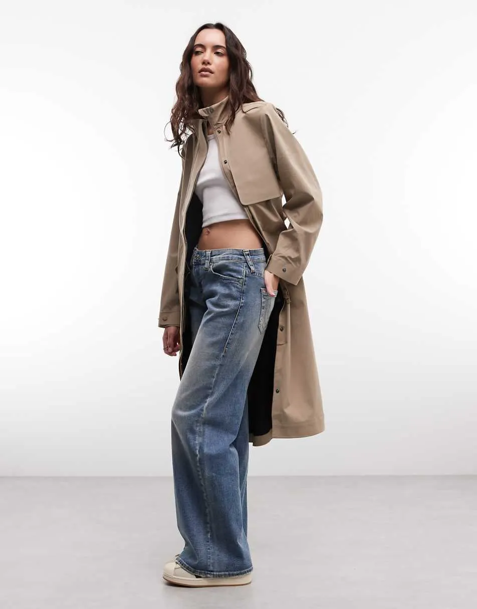 Rains 12560 Suva waterproof hardshell belted coat in beige