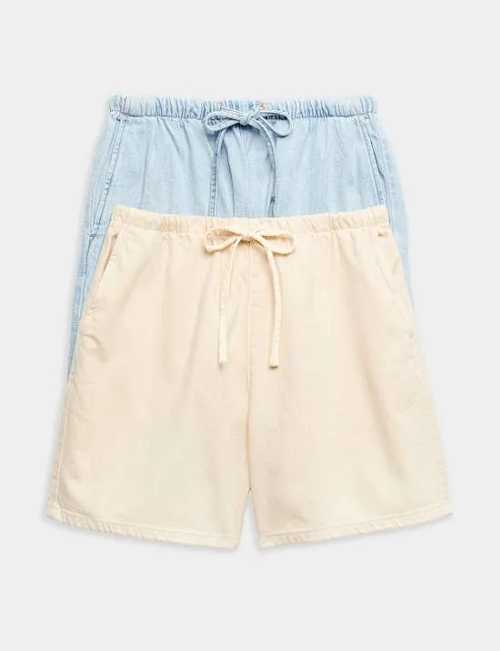 2er-Pack Denim-Pull-on-Shorts mit hohem Baumwollanteil