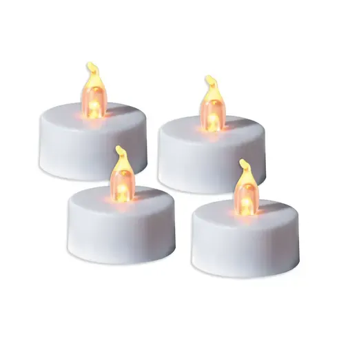 4er-Set LED-Teelichter - weiß - Kunststoff
