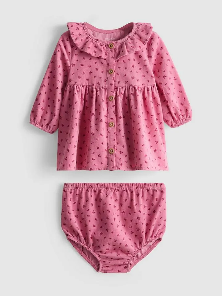0–18 mois | Ensemble robe en velours côtelé et culotte