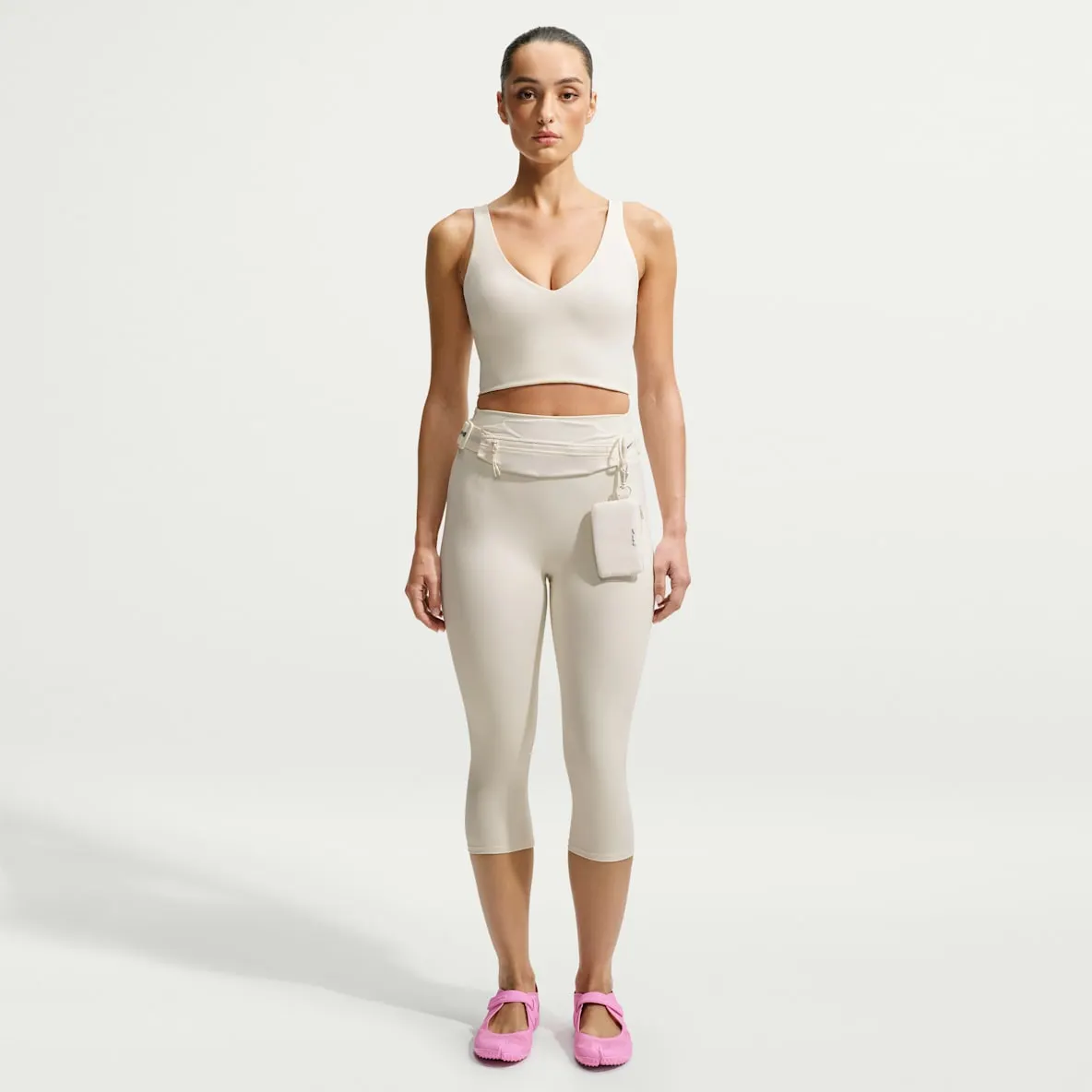 Kort dameleggings med høyt liv (43 cm)