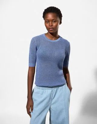 Maglione - Misto cotone - blu