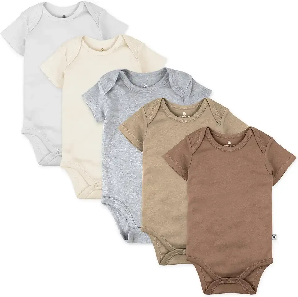 5-pack Short Sleeve Bodysuits One-piece 100% Organic Cotton for Infant Baby Boys