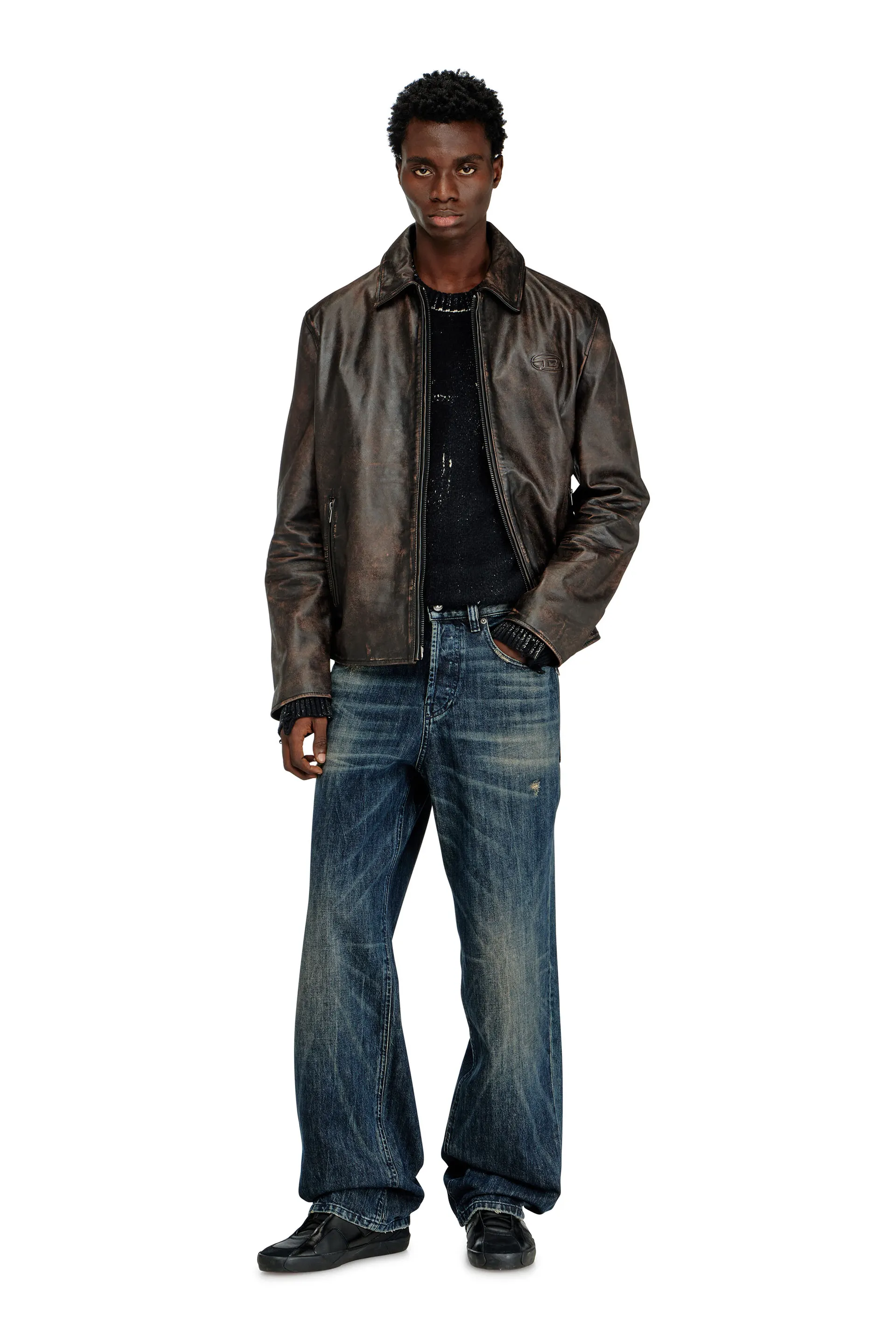 Coach jacket in treated leather