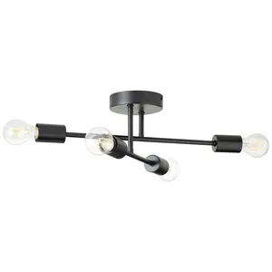 Plafoniera design Lina Ø 4.2 cm nero IP20, 4XE27 INSPIRE