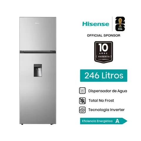 Refrigeradora Hisense 246L 2 Puertas Top Mount Frost RT319WL6B